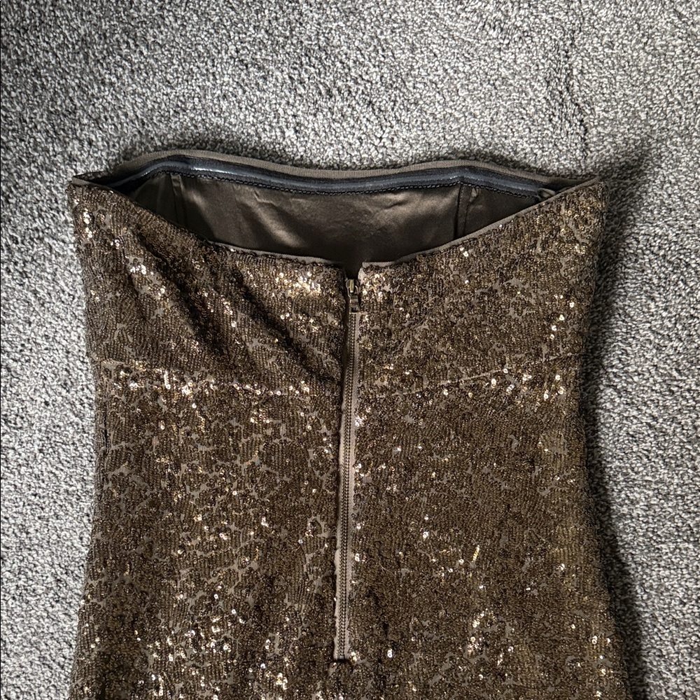 Alice + Olivia Strapless Gold Sequin Dress - Picture 2 of 4